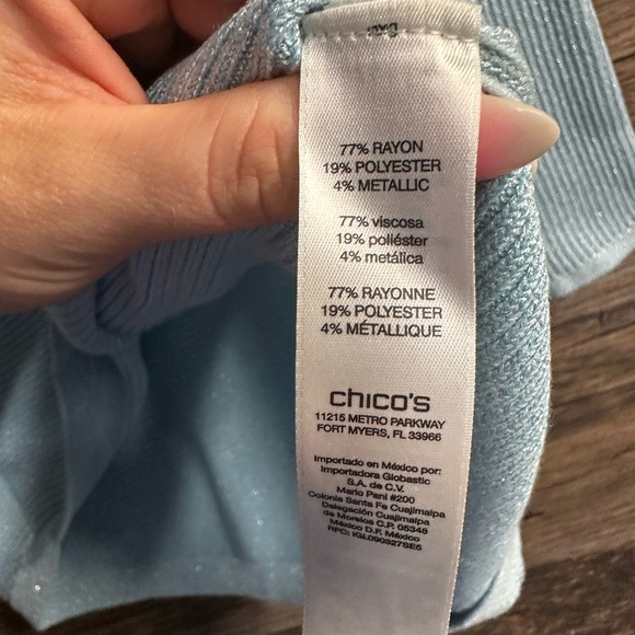 Chico's Light Blue Ribbed Crew Neck Sweater - Picture 4 of 7